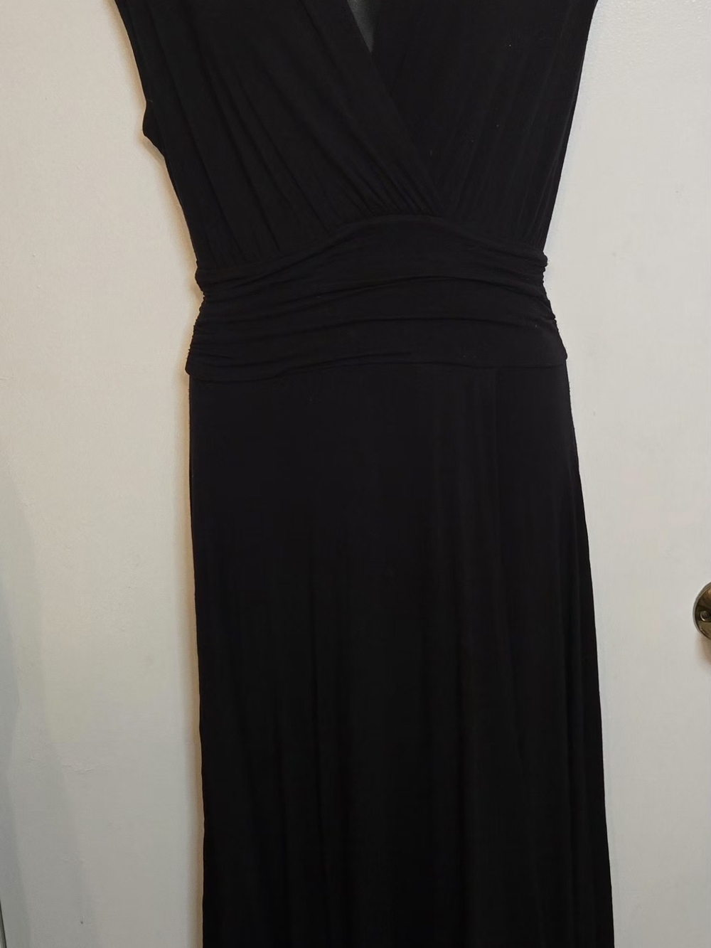 Maeve Black V-Neck Ruched Waist Maxi Dress